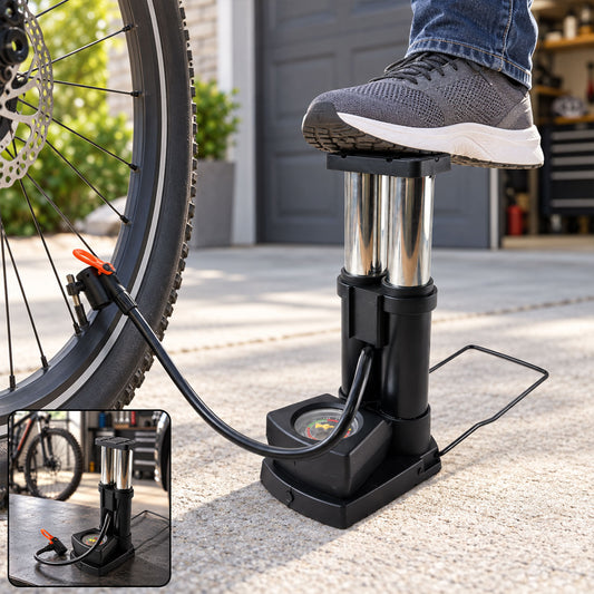Mini Bike Pump – Portable Foot Operated with Gauge | Safora