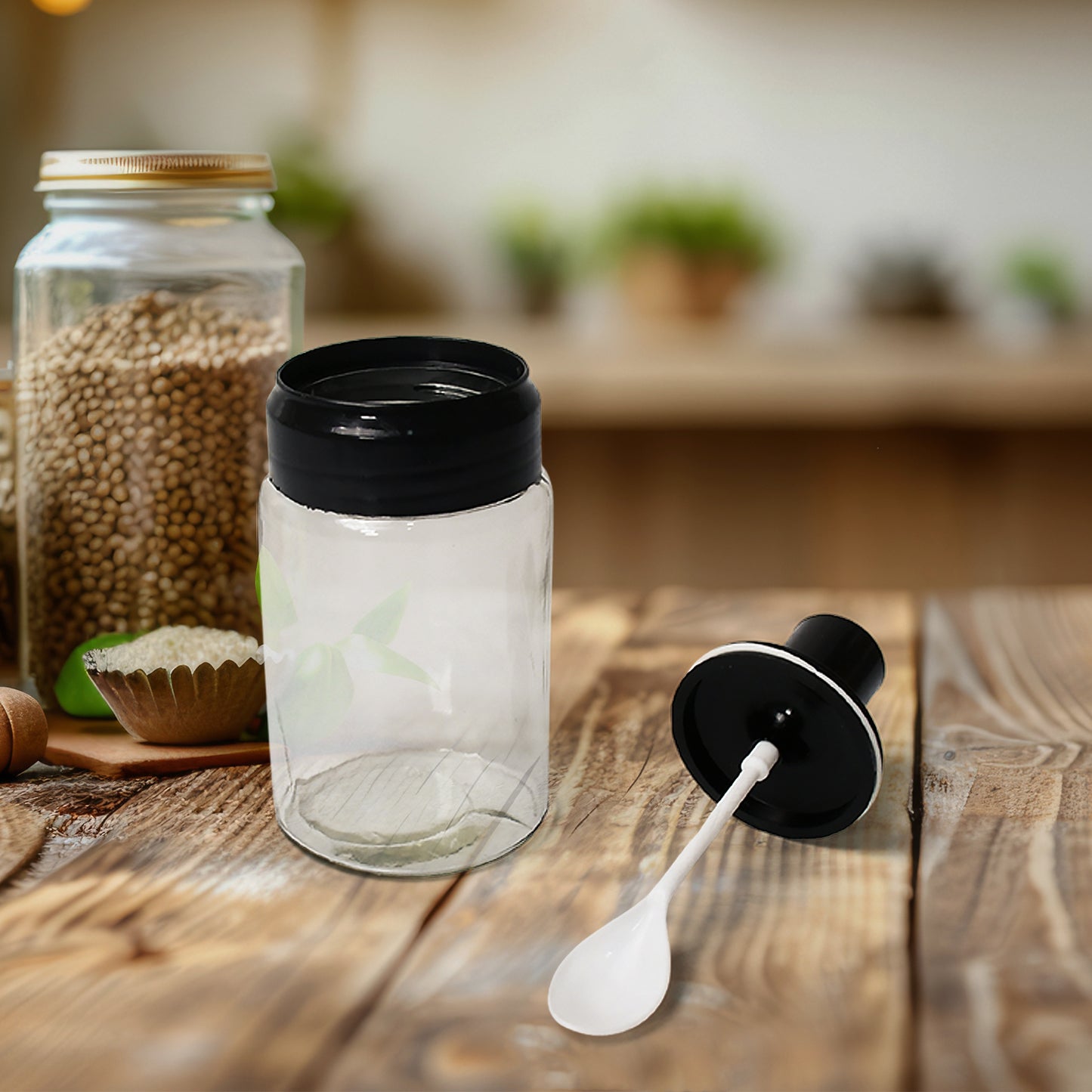 Transparent Glass Oil Dispenser 500 ML Bottle Set of 2, Spice Jar 250 ML Set of 3, Oil Bottle for Kitchen, Oil & Vinegar Storage Glass Bottle, Glass Container for Spice, Masala (5 Pcs Set)