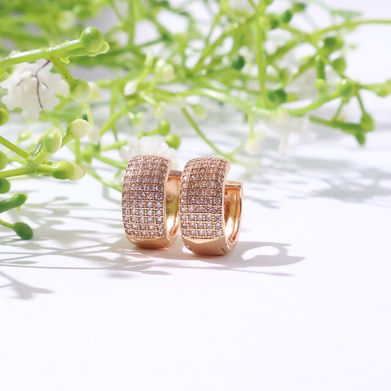Classic Gold-Plated CZ Hoop Earrings for Women