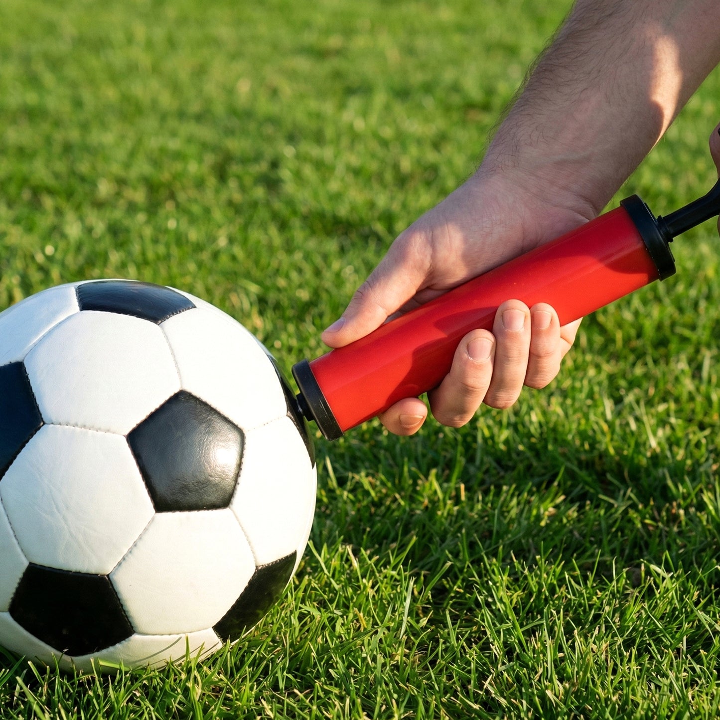 Ergonomic plastic ball pump side view
