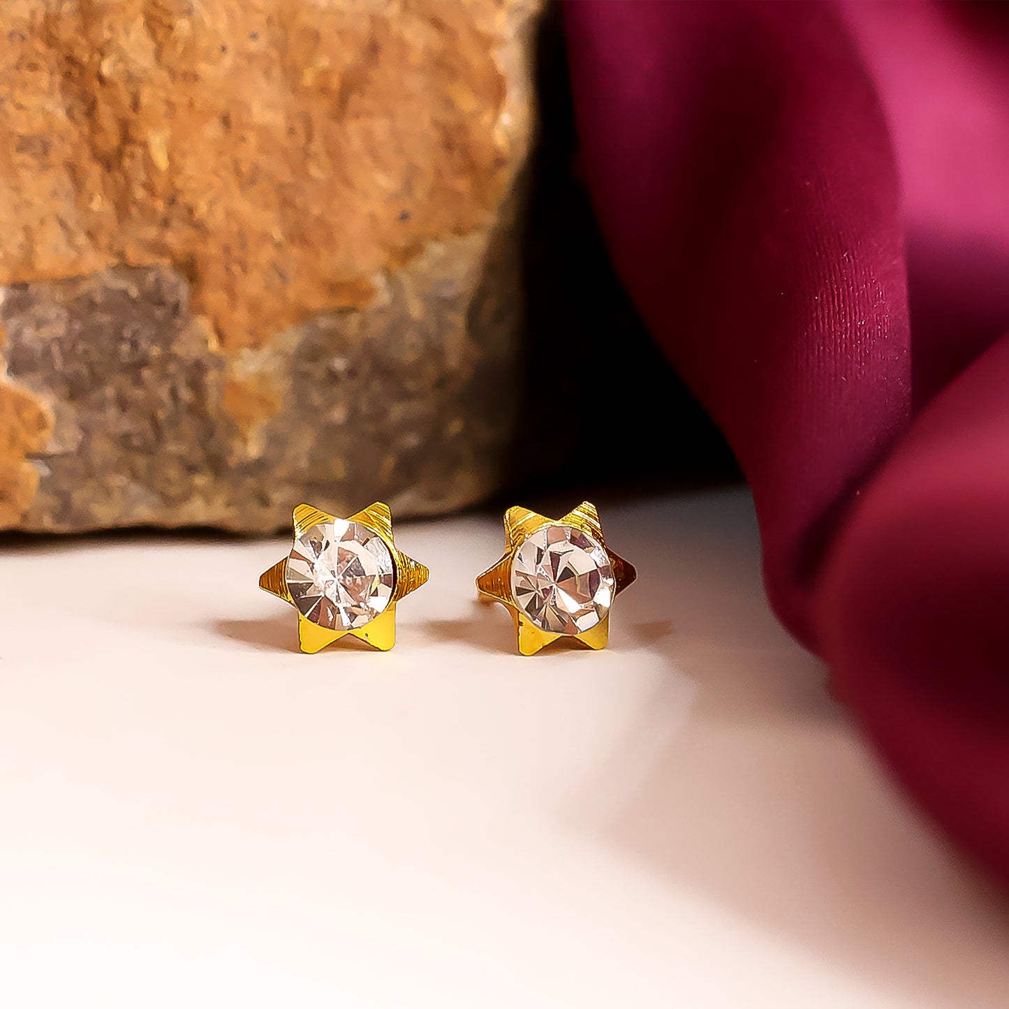 Stud Earrings With Single Stone Alloy Stud Earring (Set Of 12)