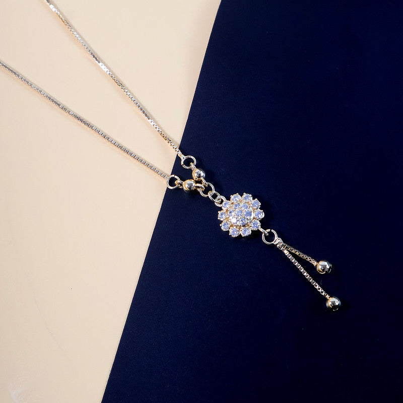 Gold-Plated Sparkling Floral Pendant Necklace for Women