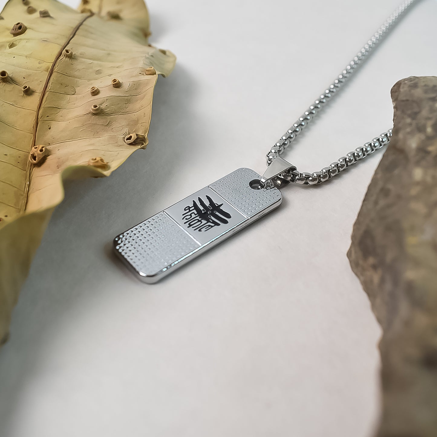 Silver Plated Mahakaal Written Pendent With Chain (1 Pc)