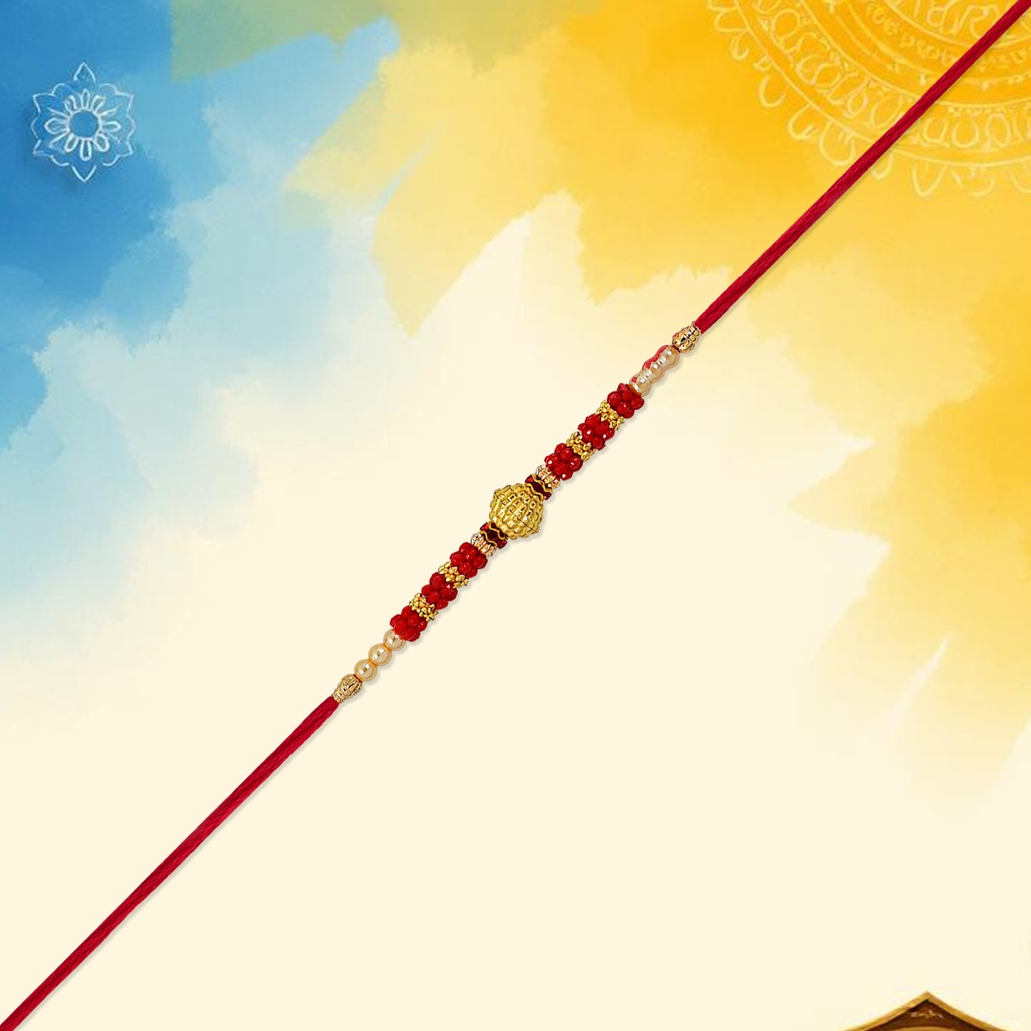 Handcrafted Designer Rakhi with Golden Centerpiece (1 Pc)