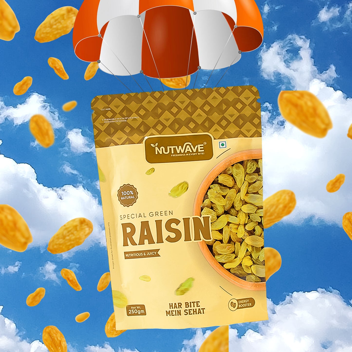 Nutwave Special Green Raisin, dryfruits 250gm