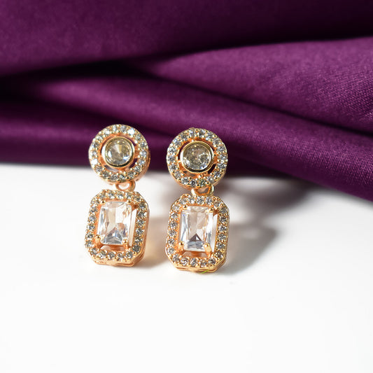 Elegant Rectangular CZ Stone Drop Earrings for Women