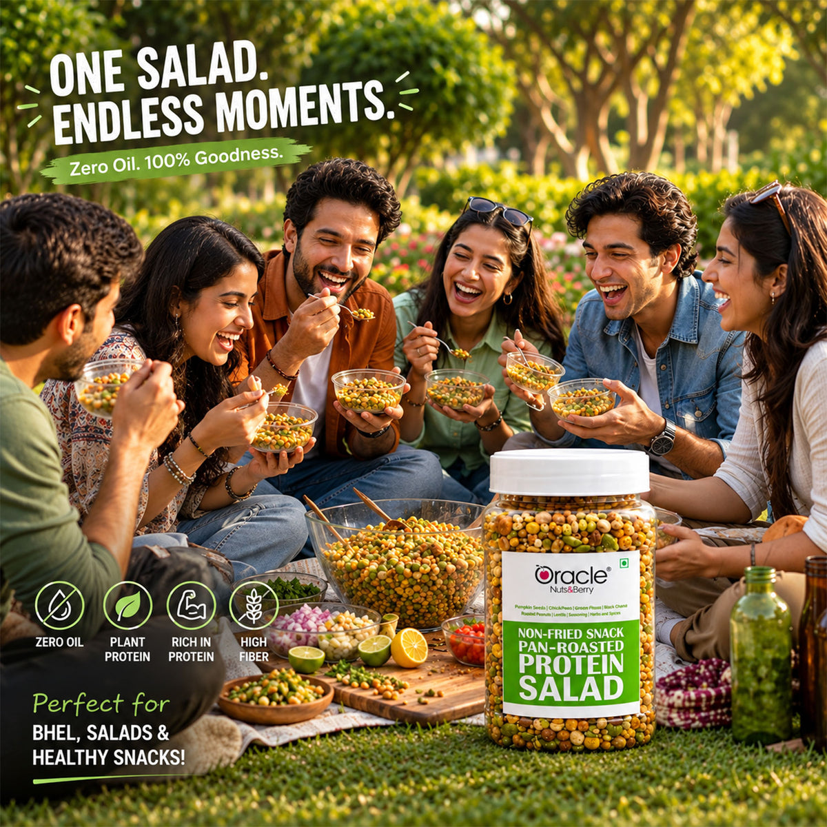 Pan Roasted Protein Salad Premium Multigrain Crunchy Healthy Snack Mix Jar (450g)
