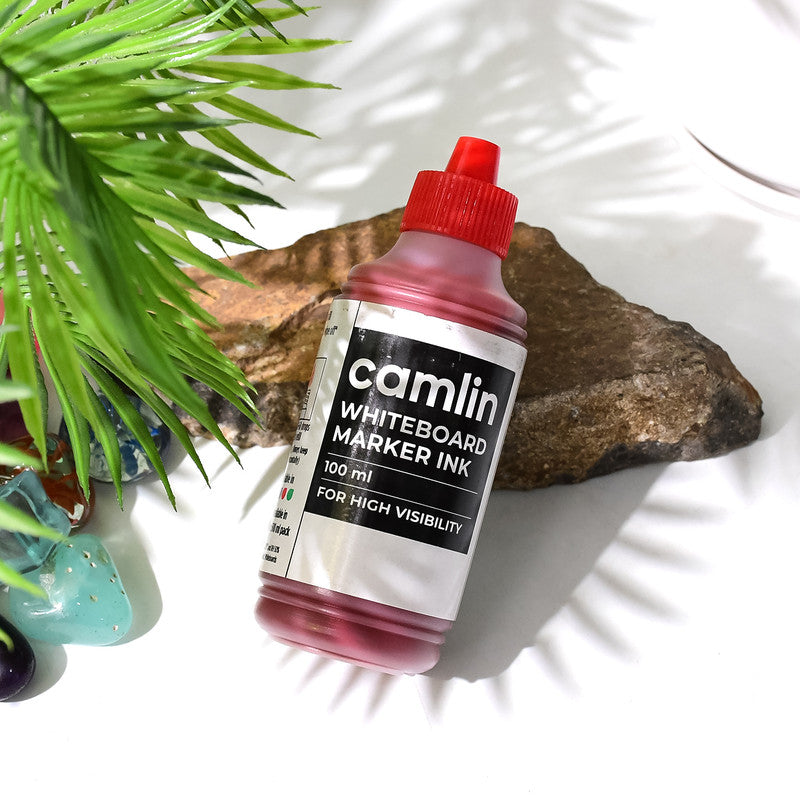 Camlin Whiteboard Marker Ink 100 ml – Black Color Refill Ink for High Visibility