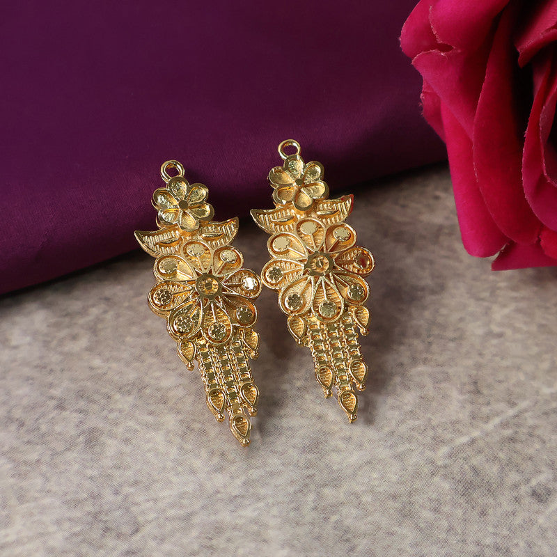 Sunburst Floral Heritage Necklace Set with Detailed Engraved Pendant & Matching Earrings