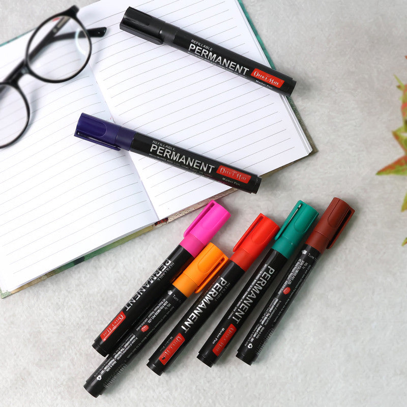 Permanent Marker Pen Set – Refillable, Quick-Drying, Multi-Color (Pack of 8)