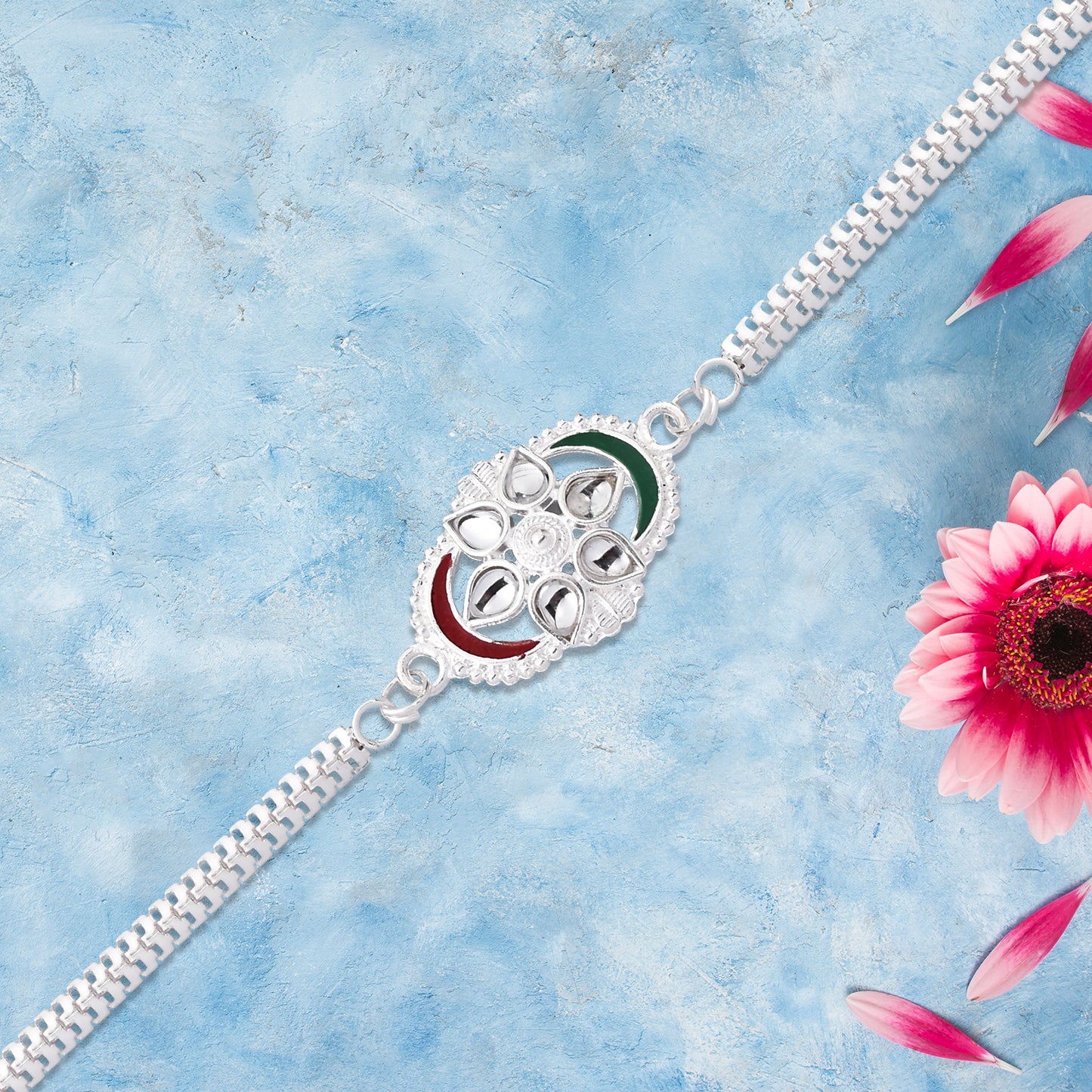 stylish silver rakhi