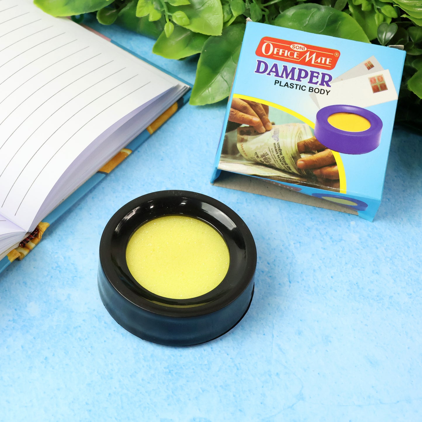 Officemate Damper – Plastic Body, Non-Toxic Moistener for Easy Note Counting & Page Turning (1 Pc)