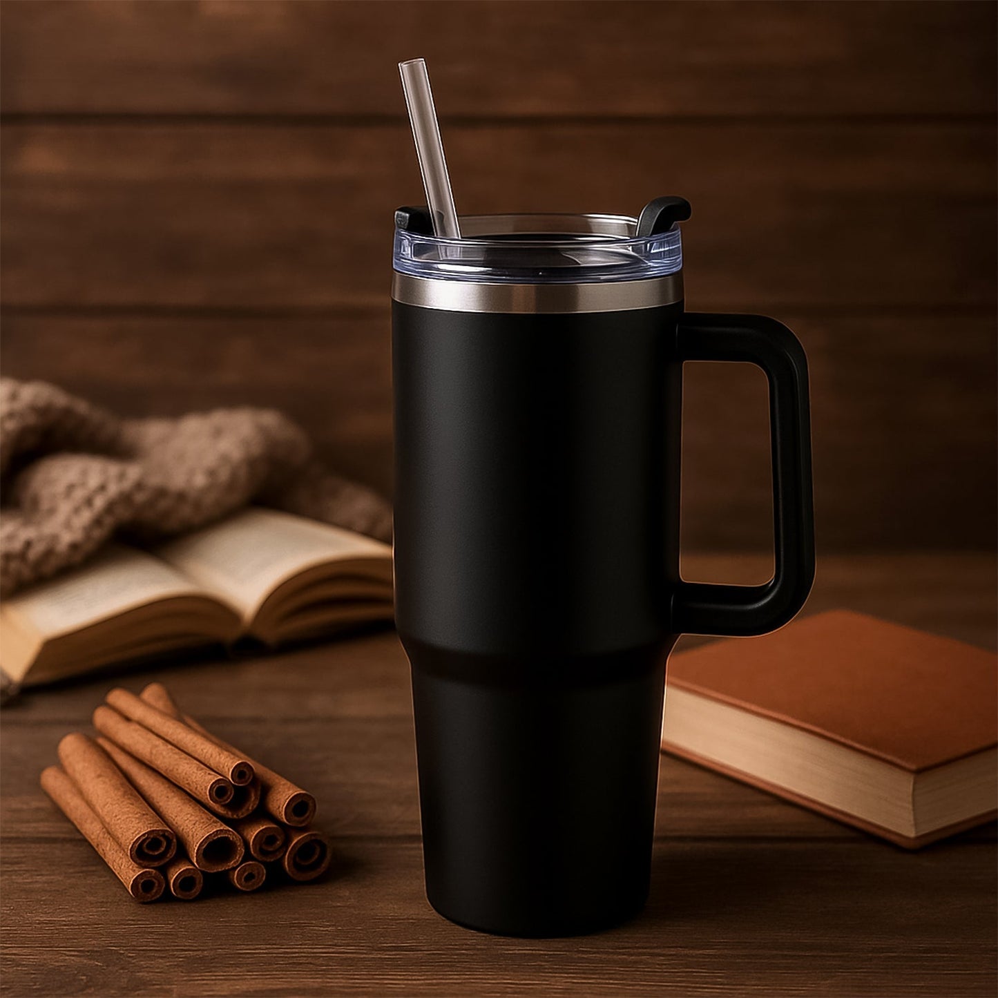 Customize / personalized Premium 1200 ML Stainless Steel Vacuum Insulated Travel Mug with Straw and Handle (1200ML / 1 Pc)