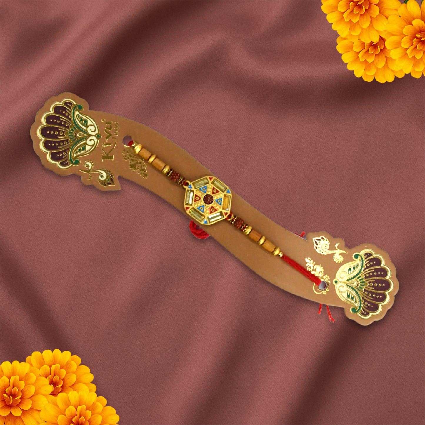 Grand Set of 12 Ornate Hexagonal Meenakari Rakhis