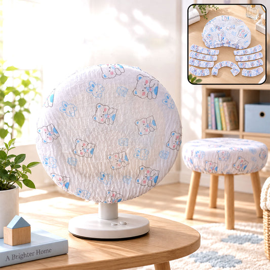 Elastic Fan Dust Covers Set with Cartoon Print for Table Fans (10 Pc)