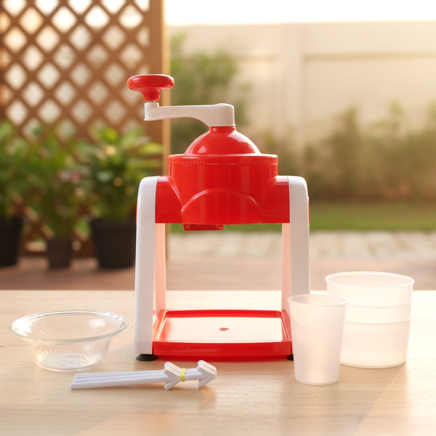 Hand Operated Ice Slush Maker in Use
