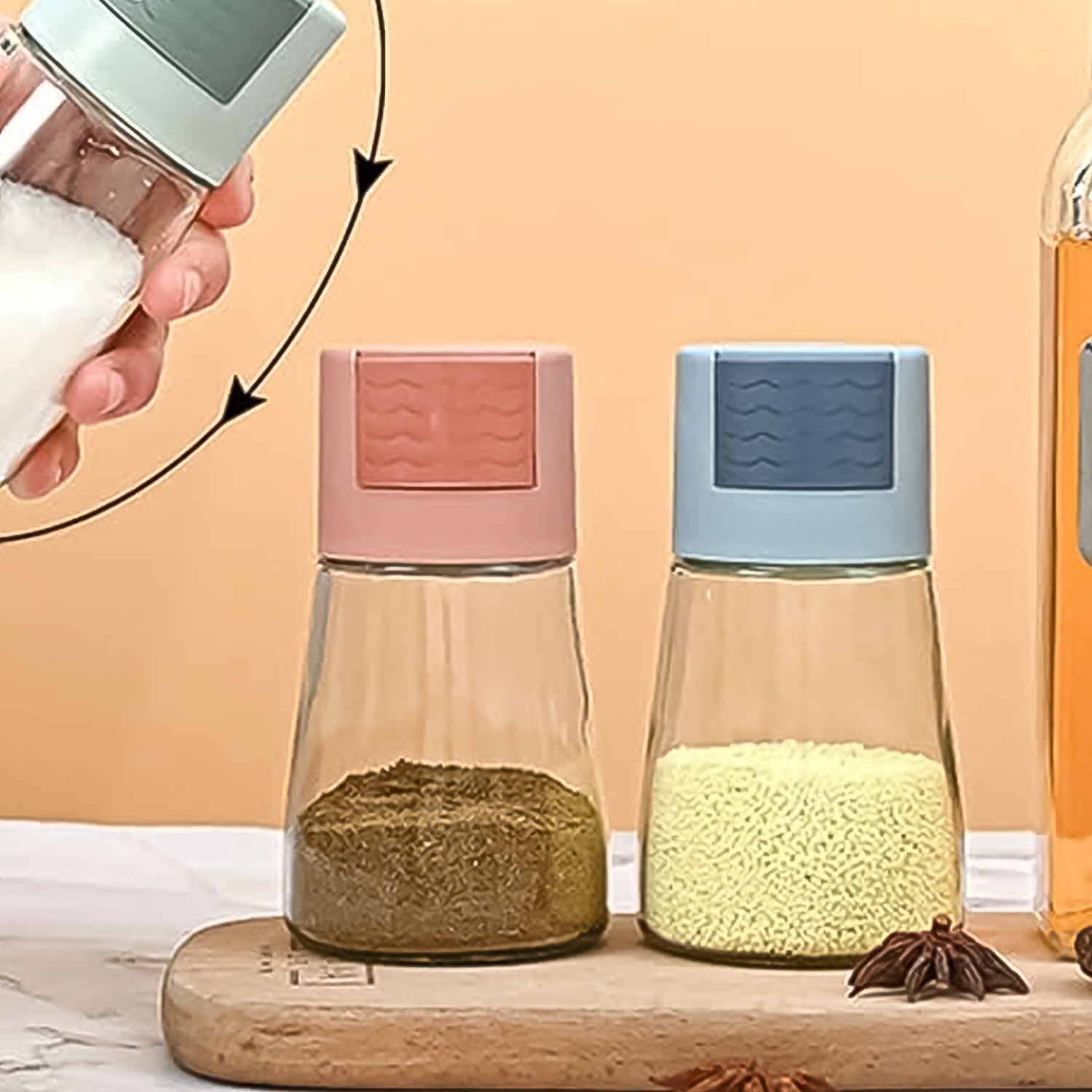 ग्लास नमक बोतल, नमक डिस्पेंसर, ग्लास नमक शेकर 1 का पैक, सीज़निंग शेकर, घर पर खाना पकाने, पिकनिक, कैम्पिंग, राशन नमक शेकर के लिए सटीक मात्रात्मक 0.5 ग्राम