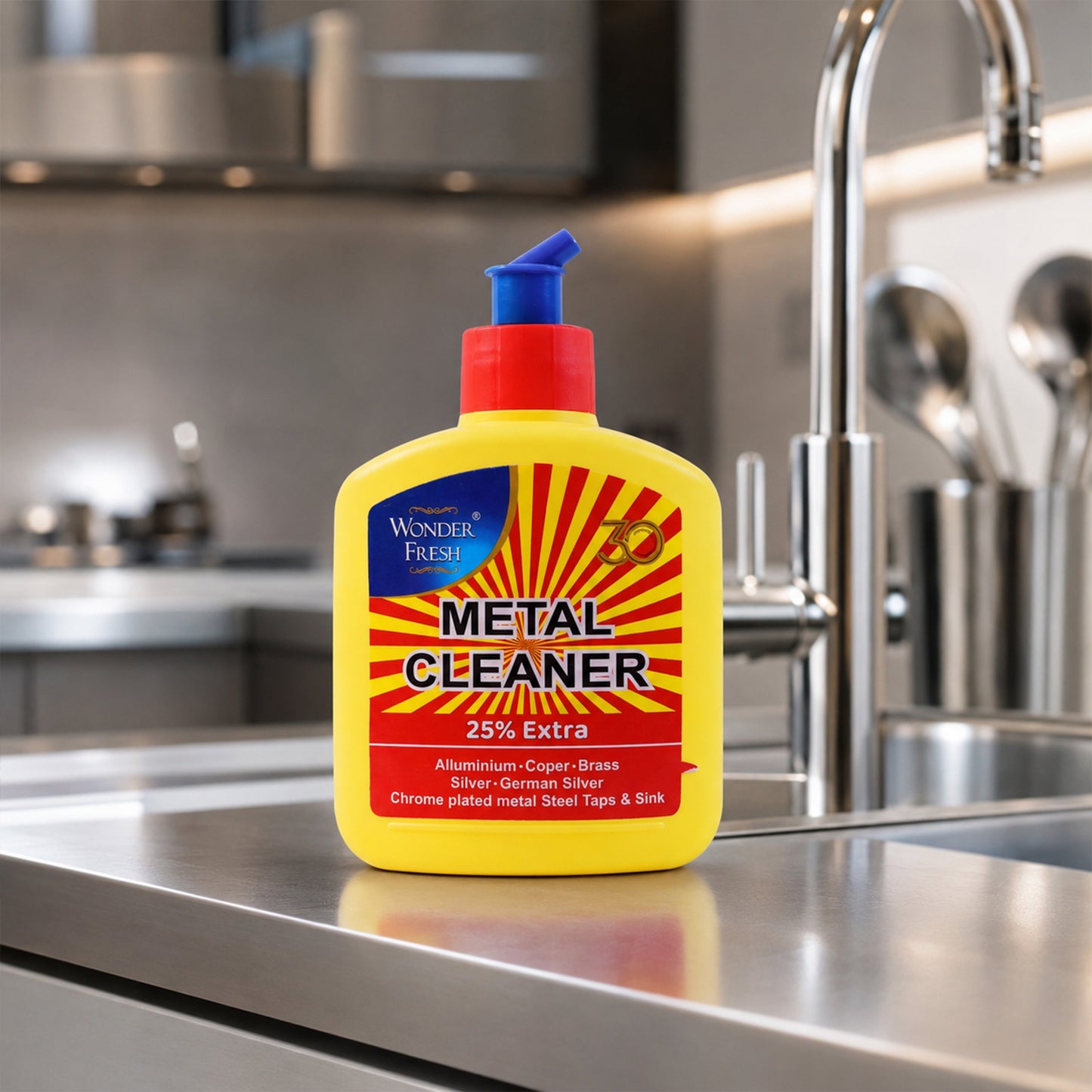 Metal surfaces before and after cleaning with All Metal Cleaner