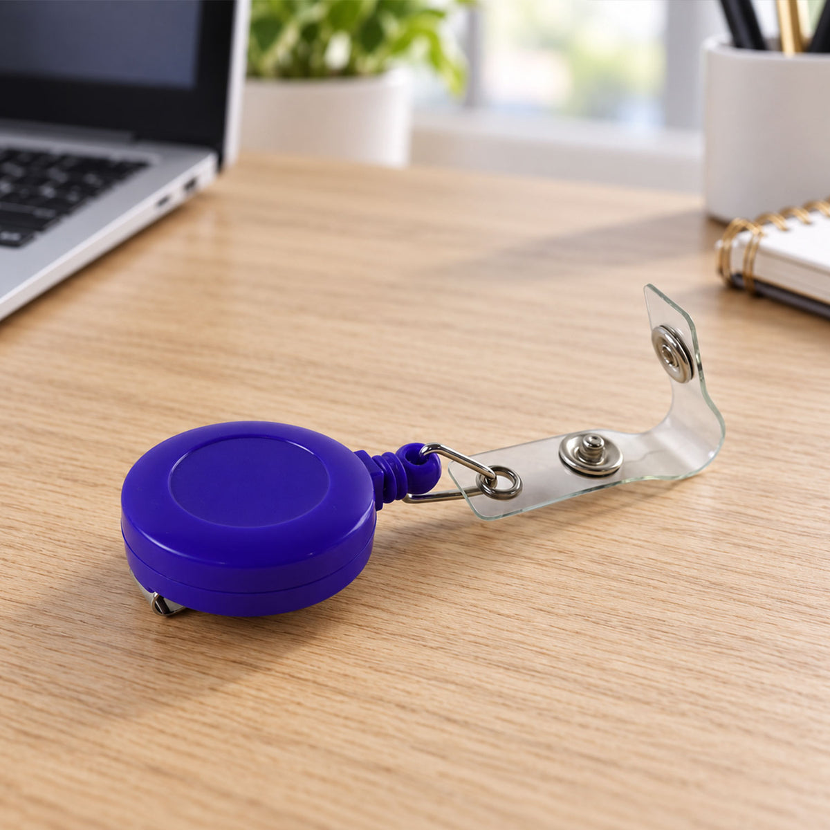 Retractable ID Badge Reel with Metal Belt Clip and Card Holder for Office (1 Pc)