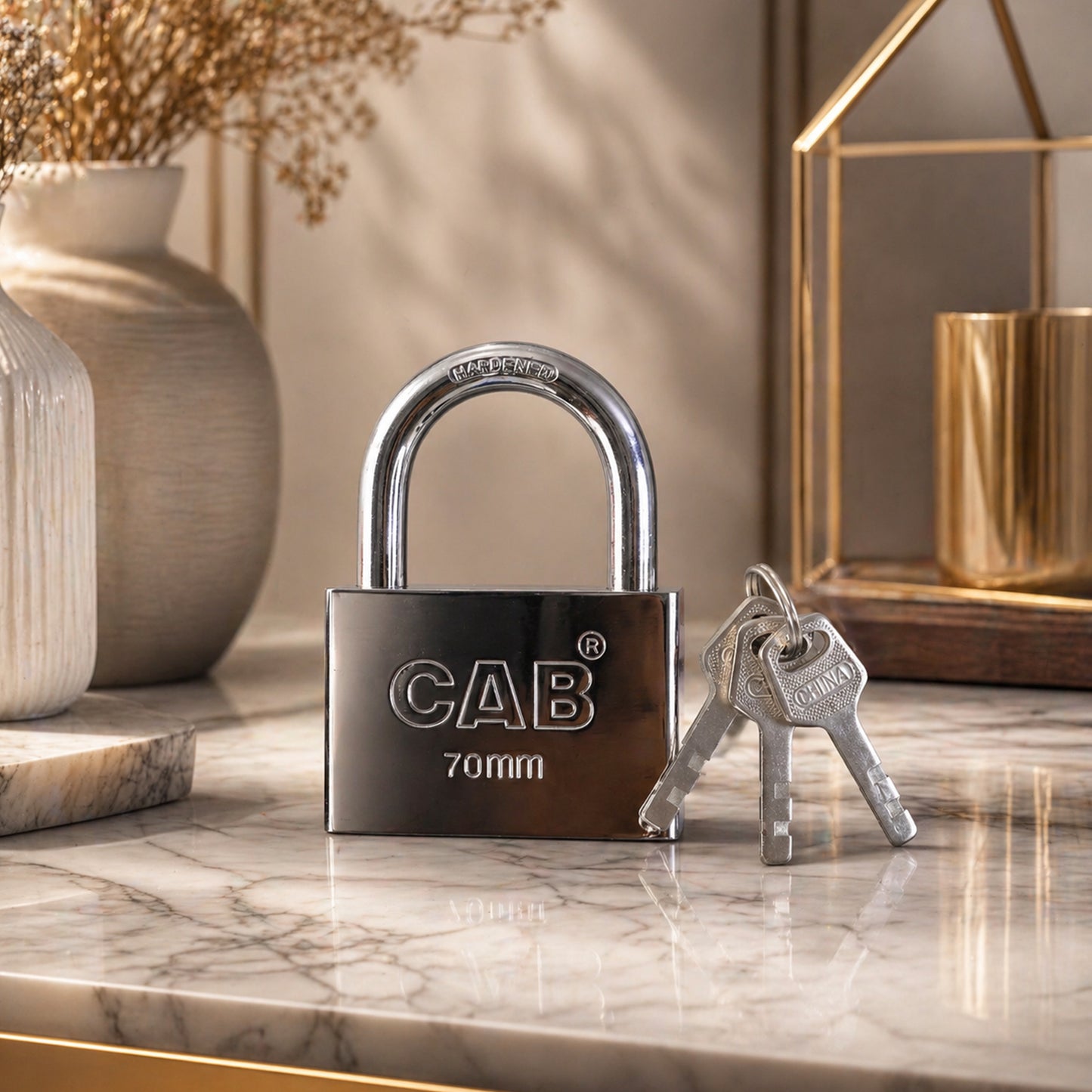 Heavy Steel Premium Square Padlock 70mm with 3 Keys Hardened Shackle for Doors