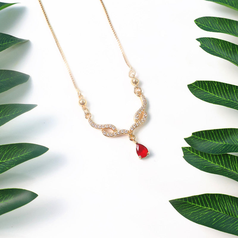 Ruby Drop Crystal Pendant Necklace for Women