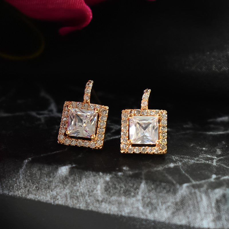 Stylish Square Cut CZ Stone Drop Earrings for Women