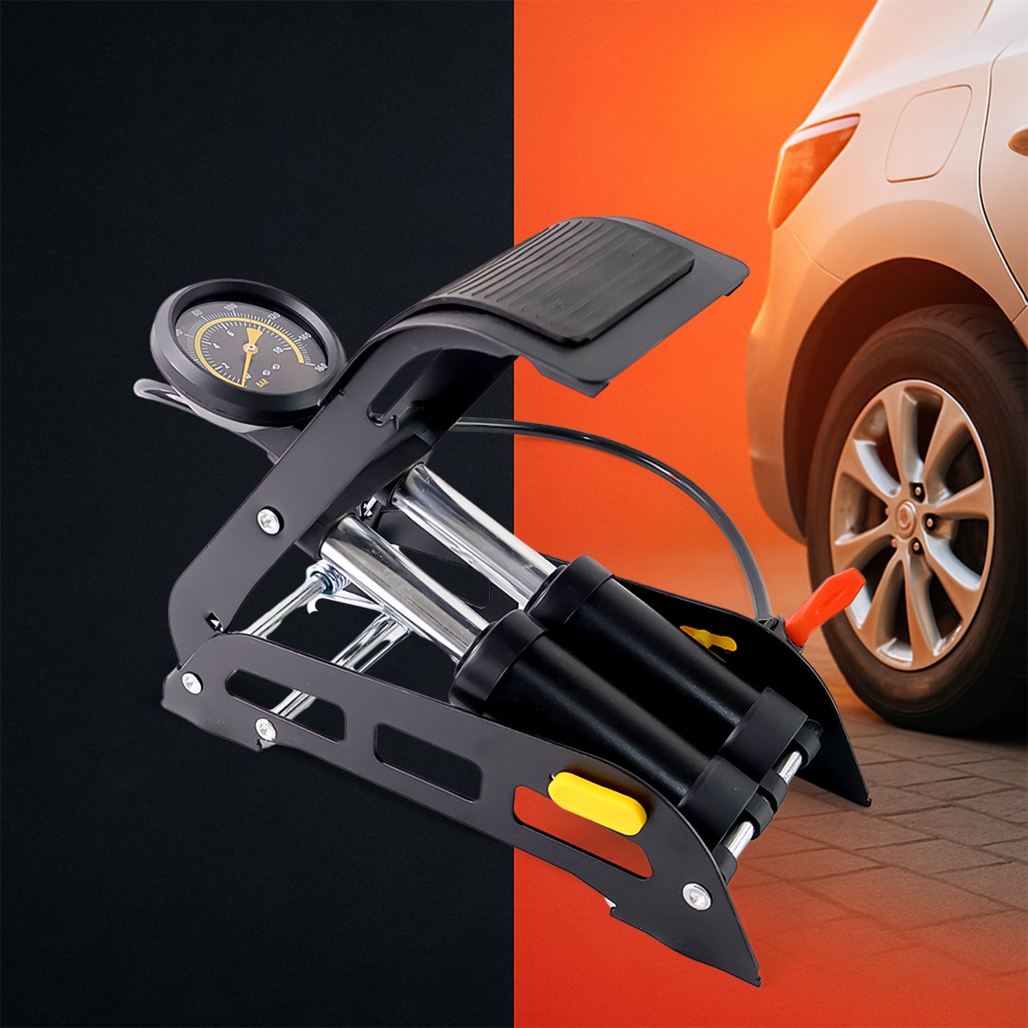 कार और बाइक के लिए पोर्टेबल हाई प्रेशर फ़ुट एयर पंप कंप्रेसर