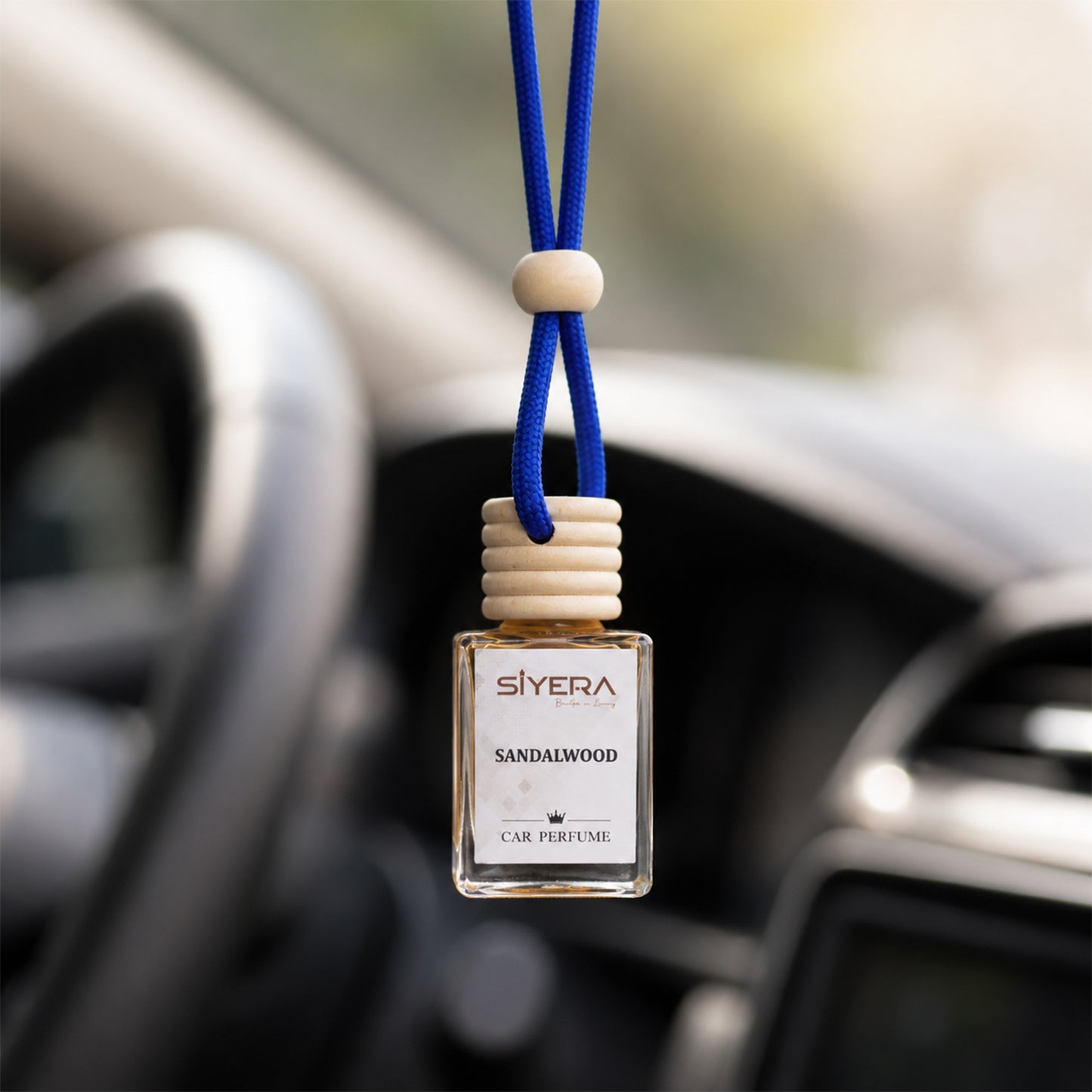 Sandalwood Car Perfume Hanging Air Freshener with Wooden Cap (1 Pc)