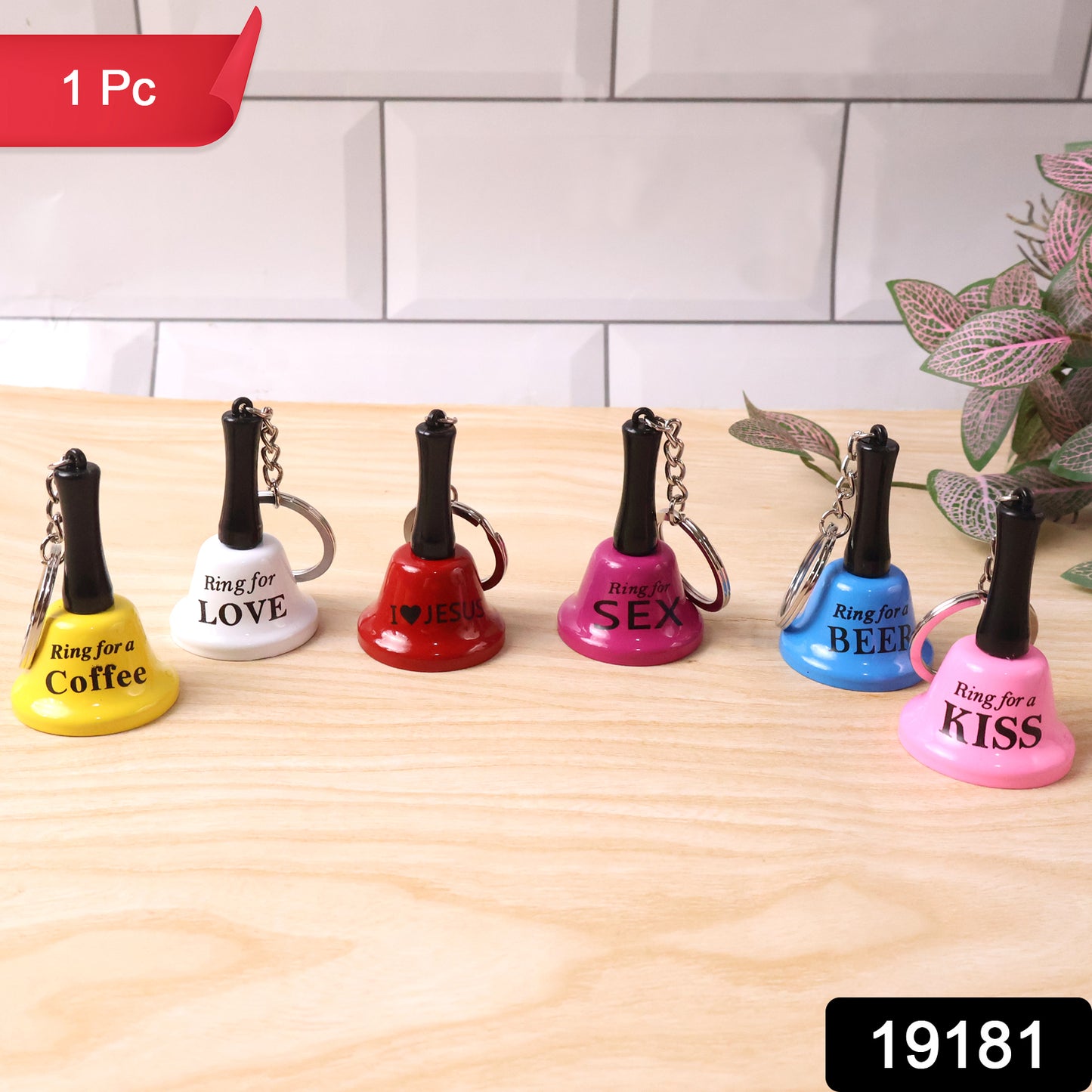 Small 'Ring for Wine' bell keyring charm