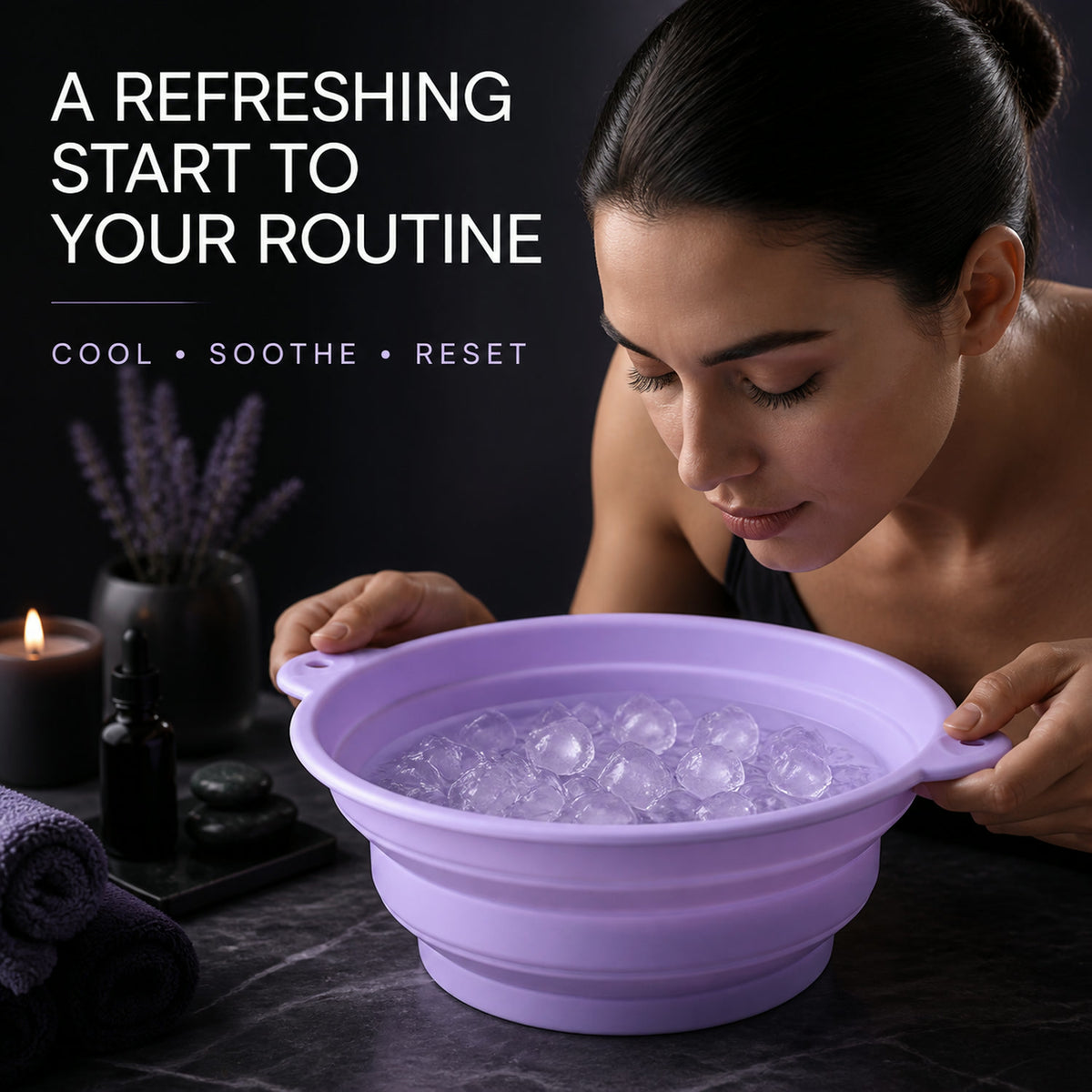 Folding Silicone Facial Ice Bath Bowl – Collapsible & Space-Saving, Face Bowl, FACIAL BOWL, ICE BOWL
