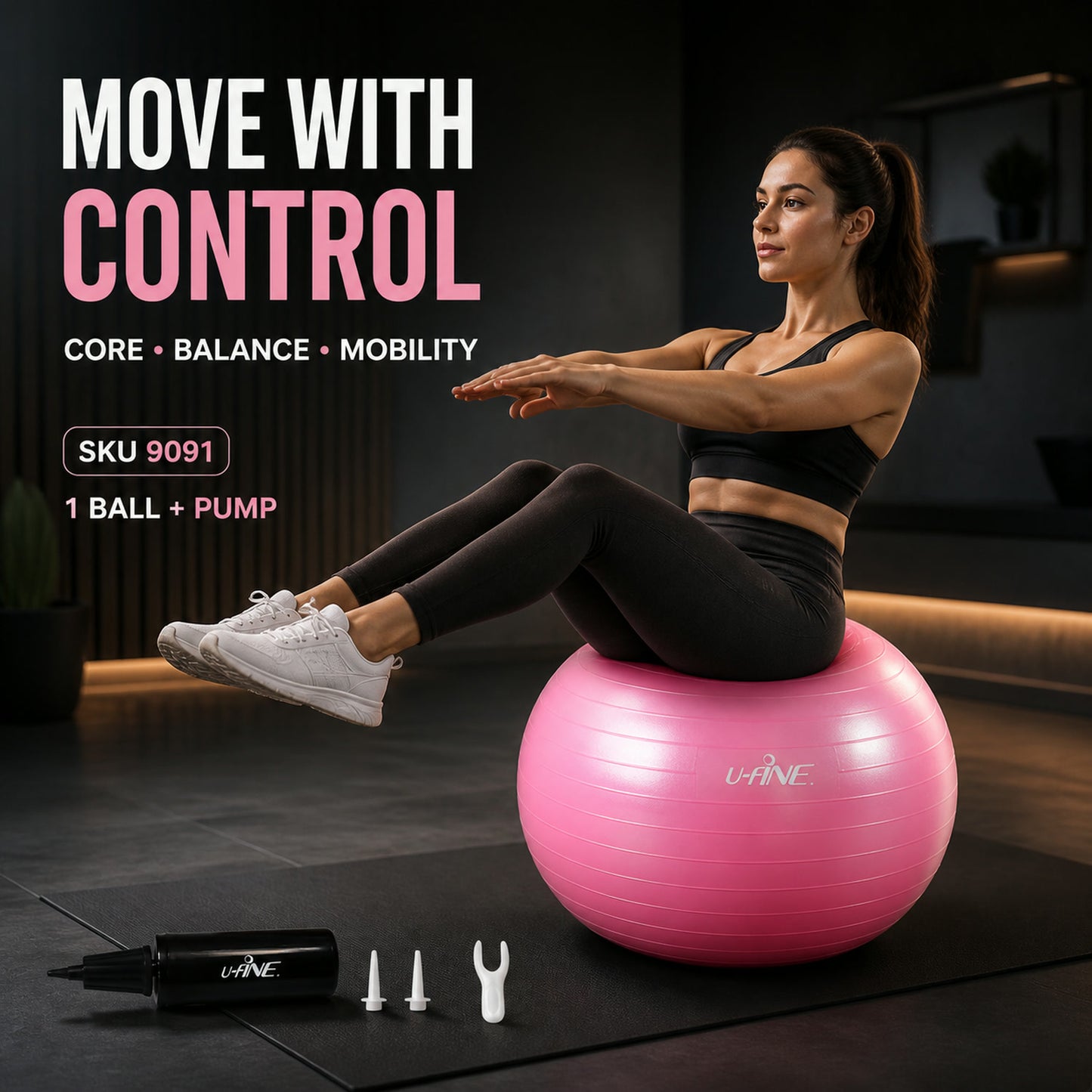 Exercise Ball 65 cm – Anti-Burst & Pump Included | FitFuzion