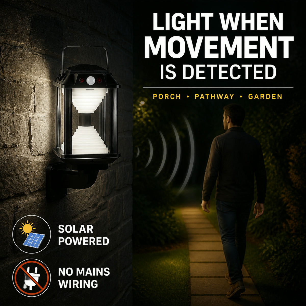 Solar Induction LED Wall Lamp – Motion Sensor Outdoor Light