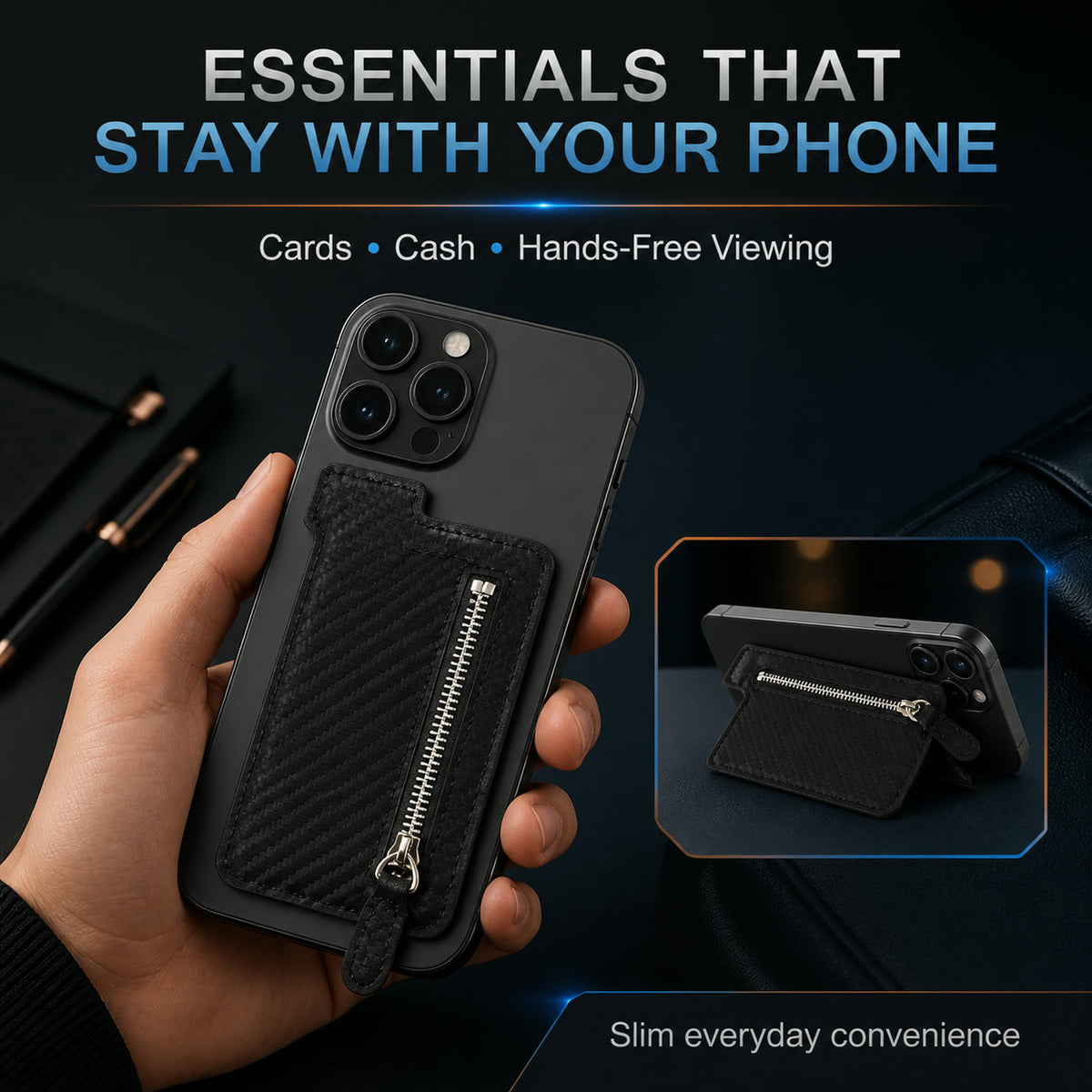 Adhesive Phone Card Holder – Wallet & Stand for Smartphones