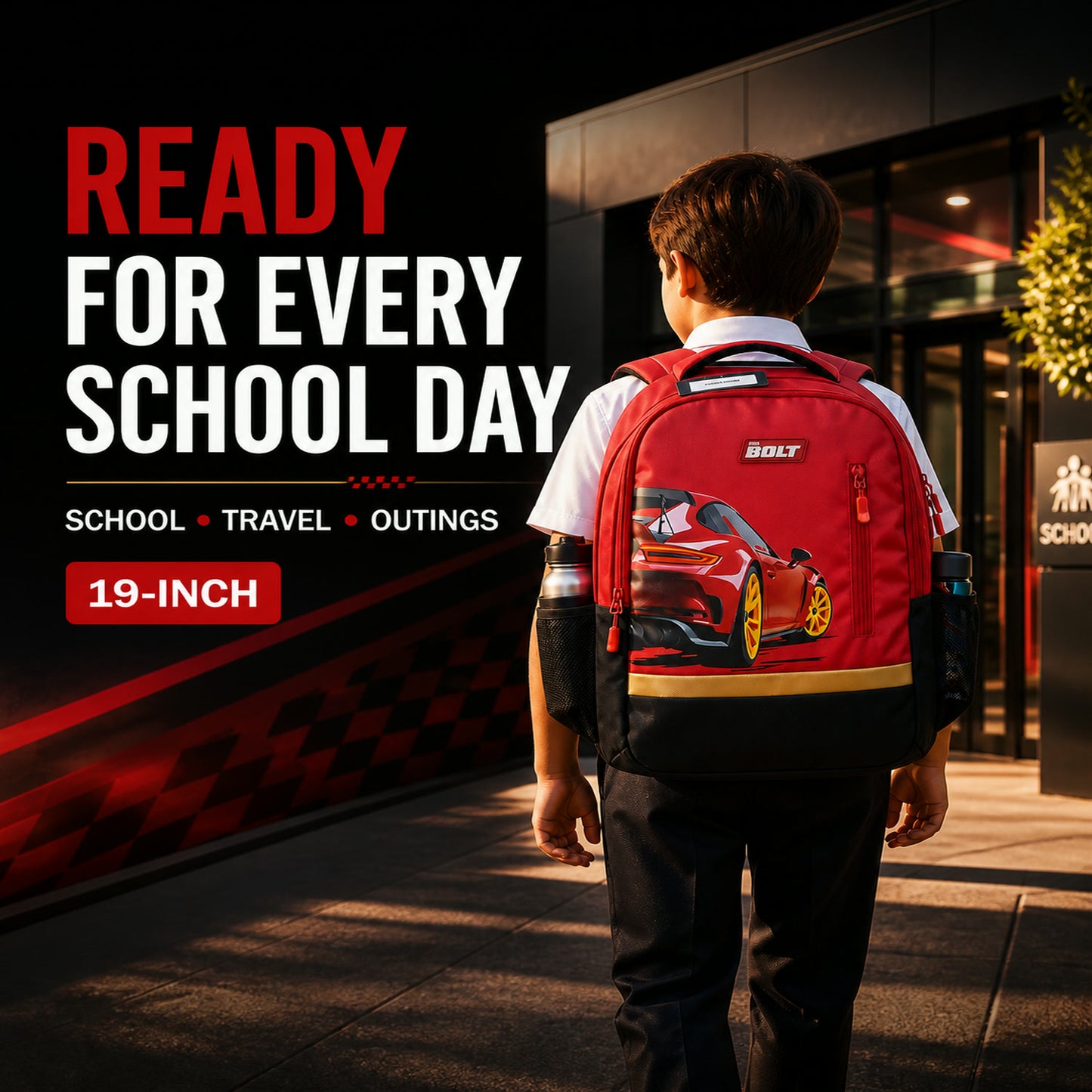 19-inch Kid’s School Bag – Spacious & Stylish with Car Design
