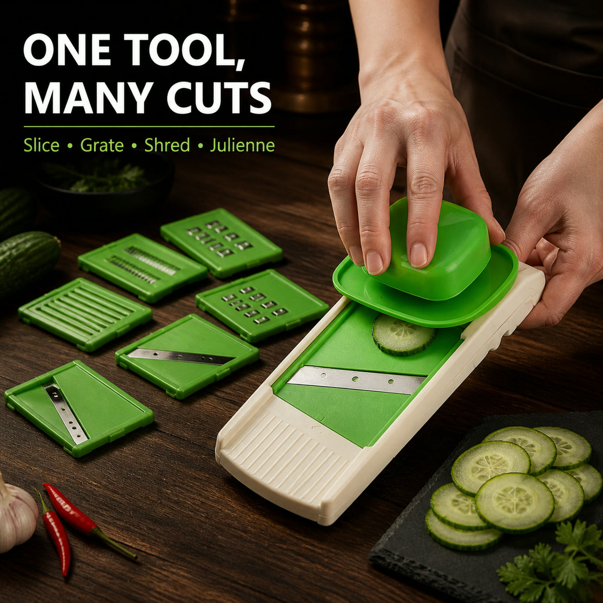 6-in-1 Vegetable Slicer – Multipurpose Kitchen Cutter with SS Blades
