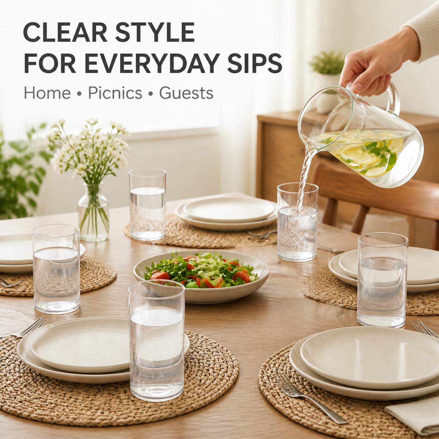 Durable Plastic Glass Set – 6 Lightweight, Unbreakable Tumblers