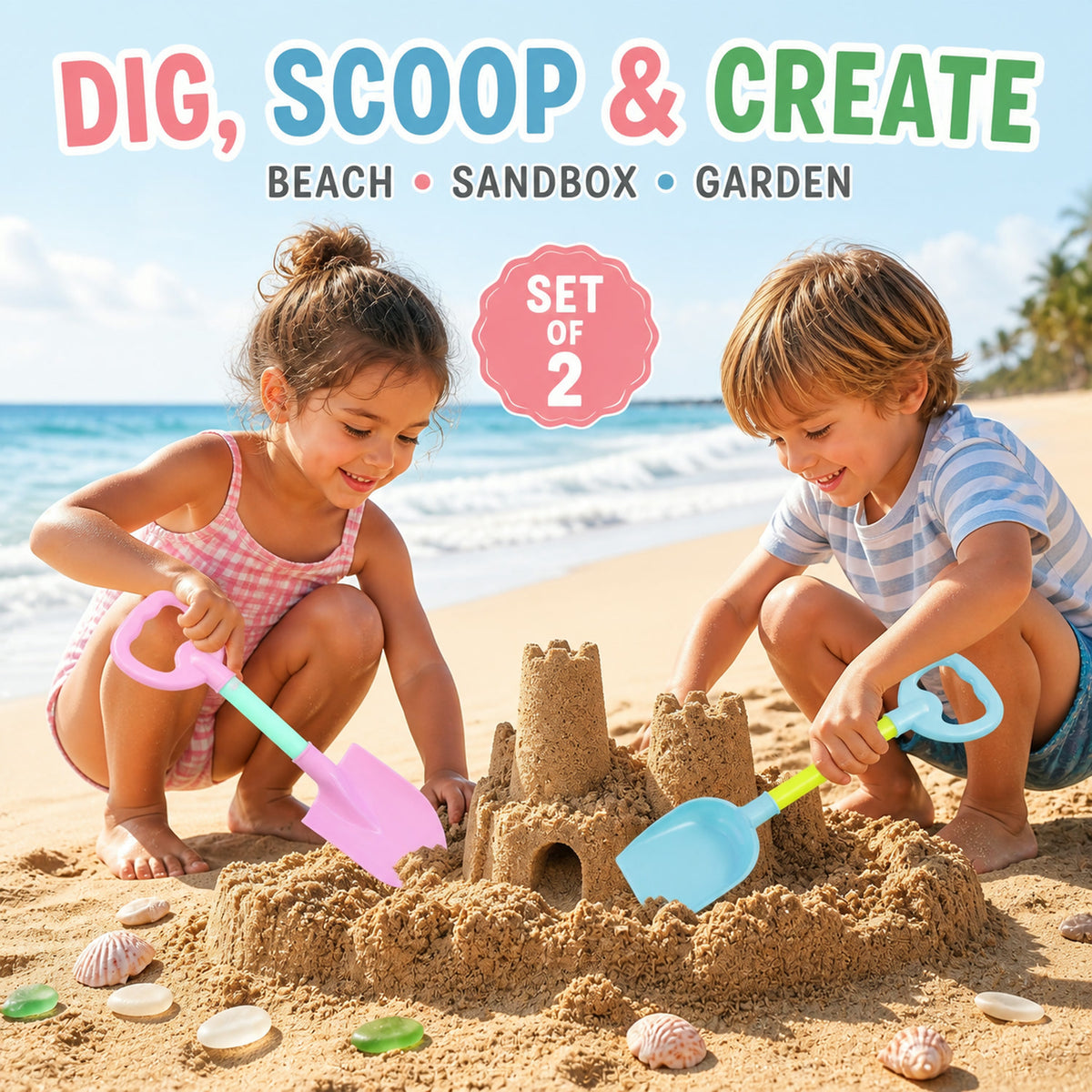 Kids Beach Sand Shovel Toy Set – Bright, Durable & Easy to Handle