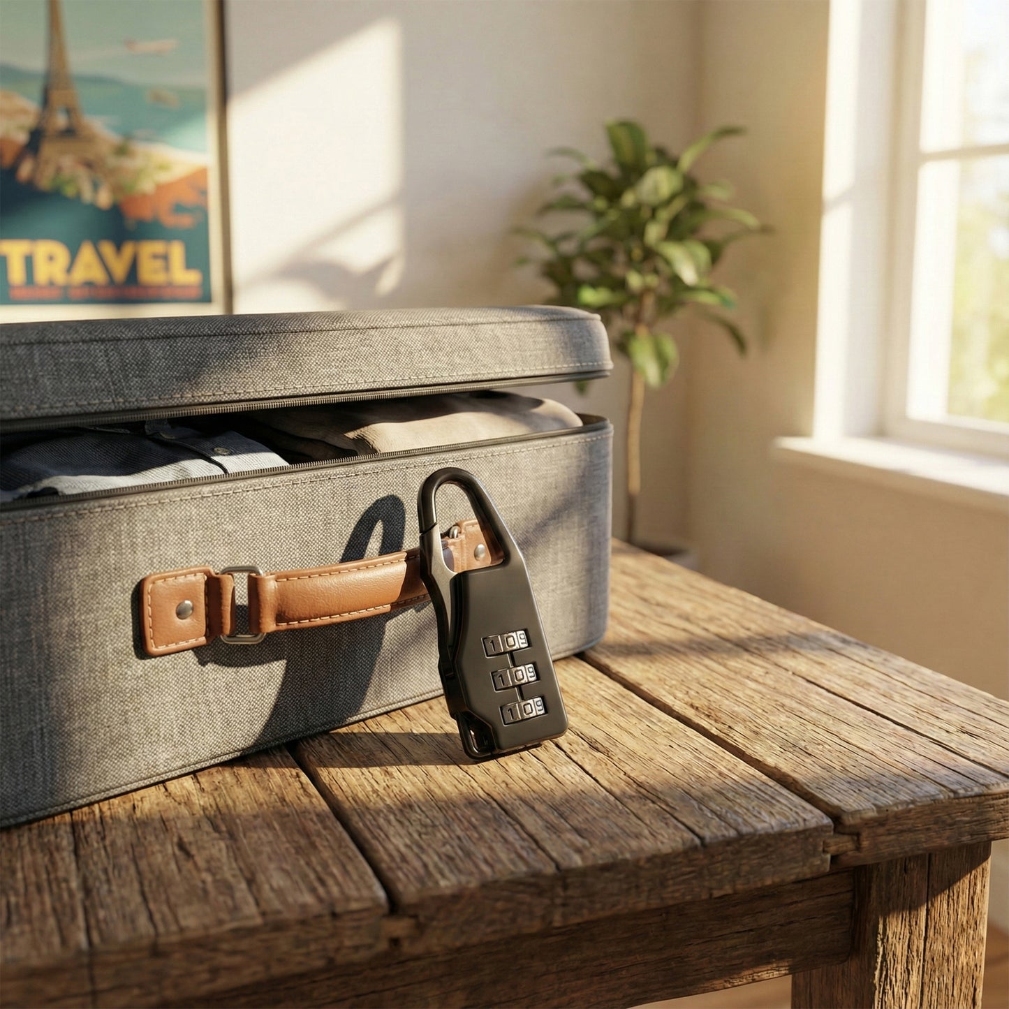 Secure 3-Digit Combination Travel Lock (1 Pc)