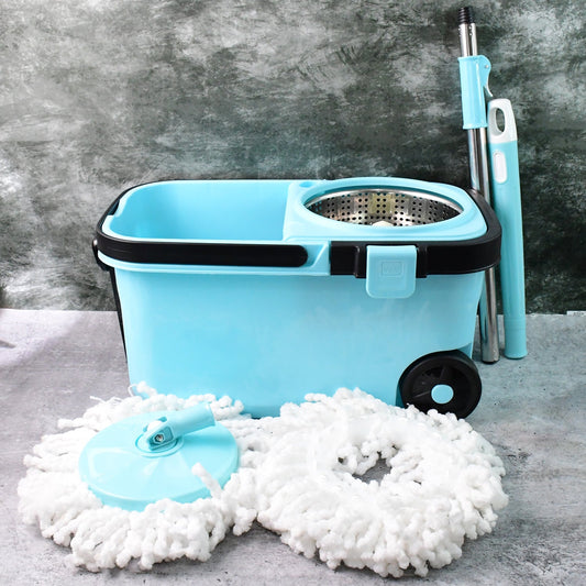 Premium 360° Spin Cleaning Mop Set with stainless steel wringer