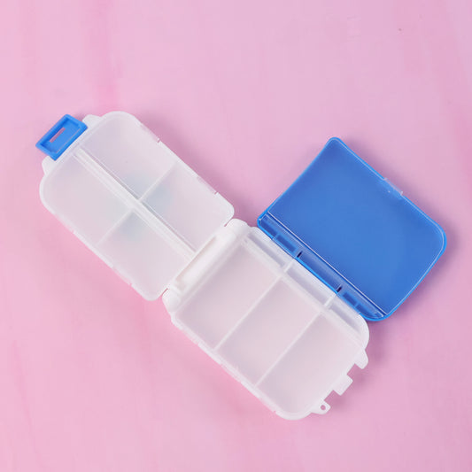 Portable Blue Dual-Sided Pill Organizer Box (1 Pc)