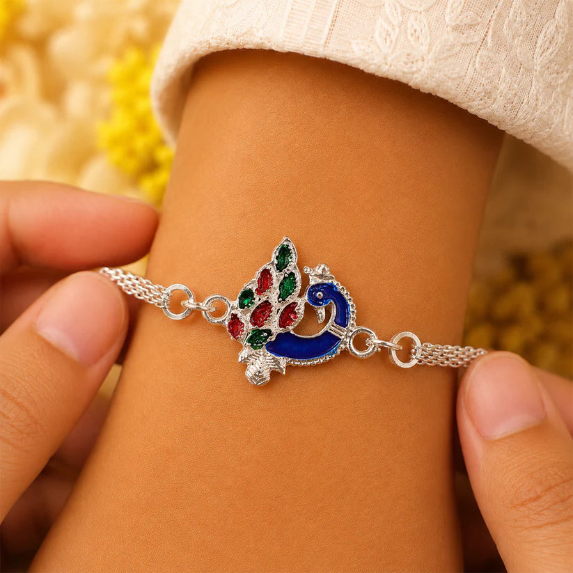 Peacock Design Rakhi, Traditional Elegance for Raksha Bandhan (5pcs)