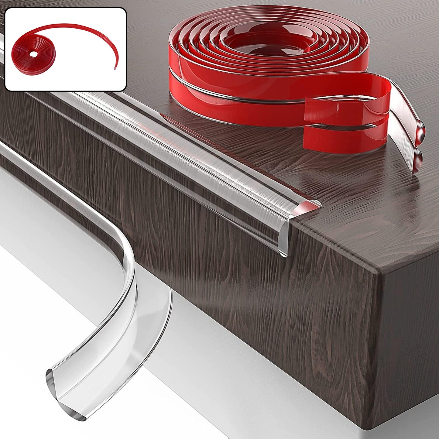 Soft adhesive edge protector strip