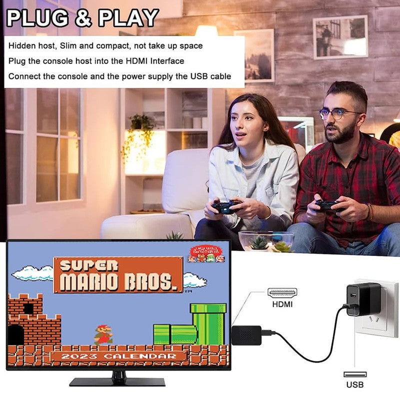 Sameo Micro Genius HDMI Gaming Console with Dual Wireless Controllers – Plug and Play Retro Game System with 800 Built-in Games