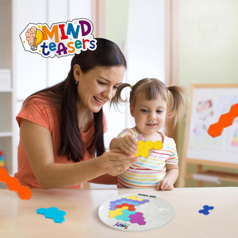 Truzo Mind Teasers Hexagon Puzzle Game – Colorful Educational Brain Teaser Toy for Kids