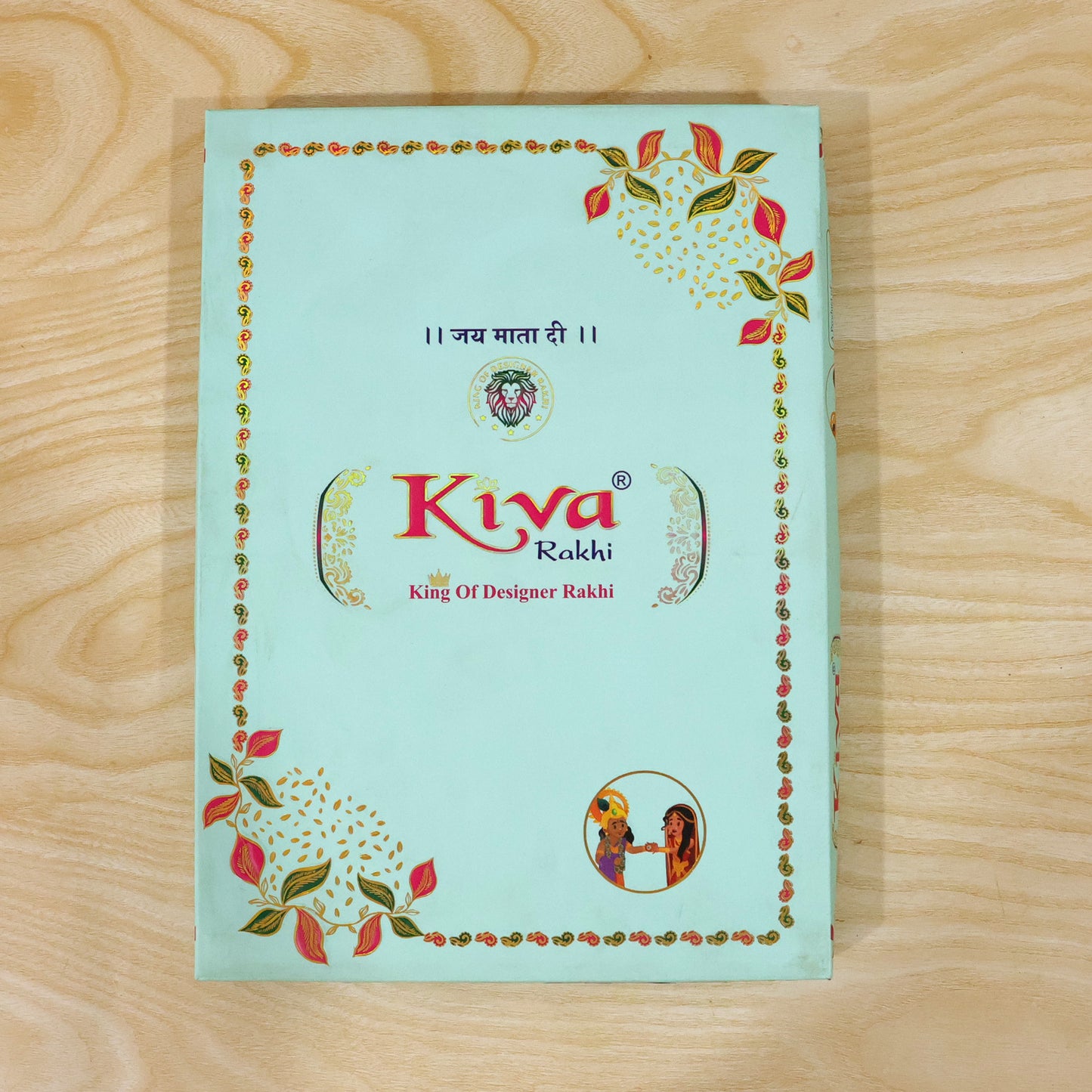 Silver Butterfly Leaf Rakhi with Pastel Stones, Roli Chawal Coin and Card Packing