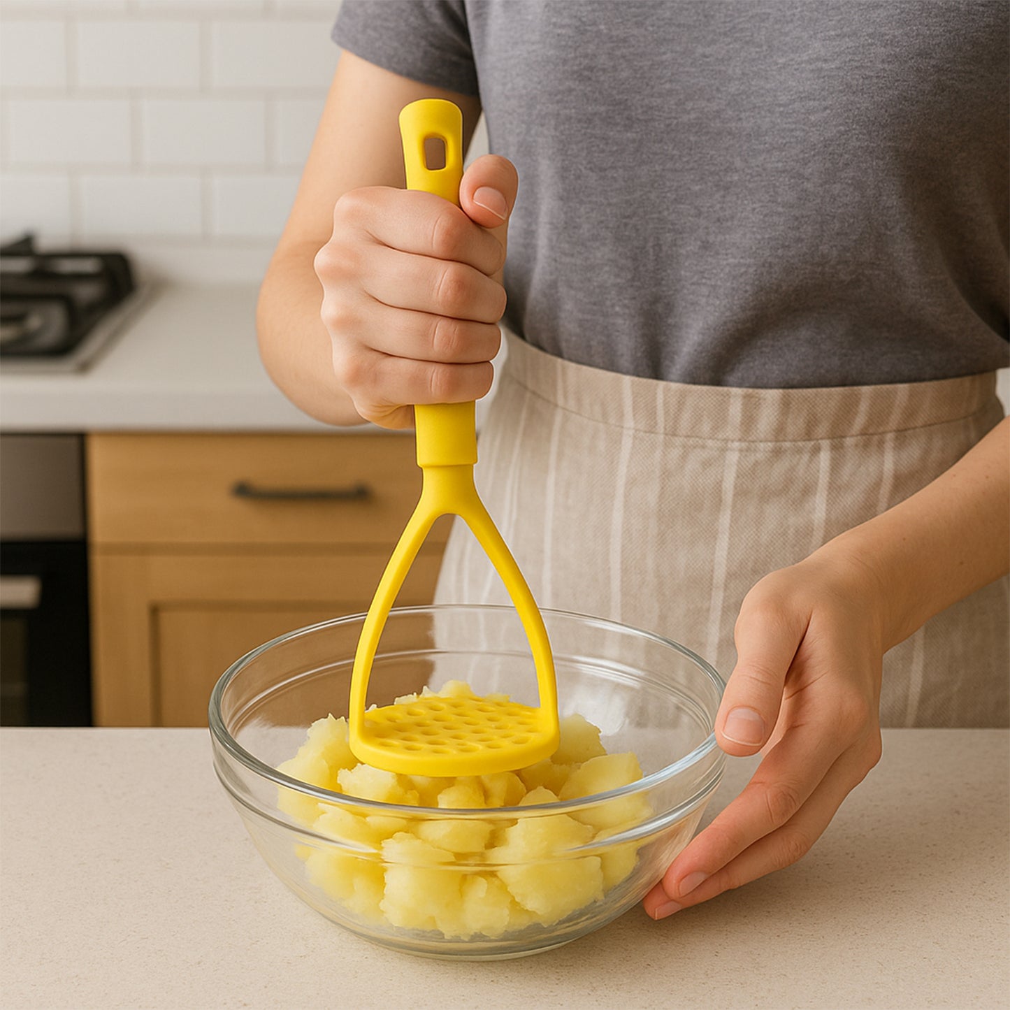 Kitchen Food Masher | Heavy Duty Masher for Fruits, Veggies & Potatoes | Soft Grip Handle (1 Pc)