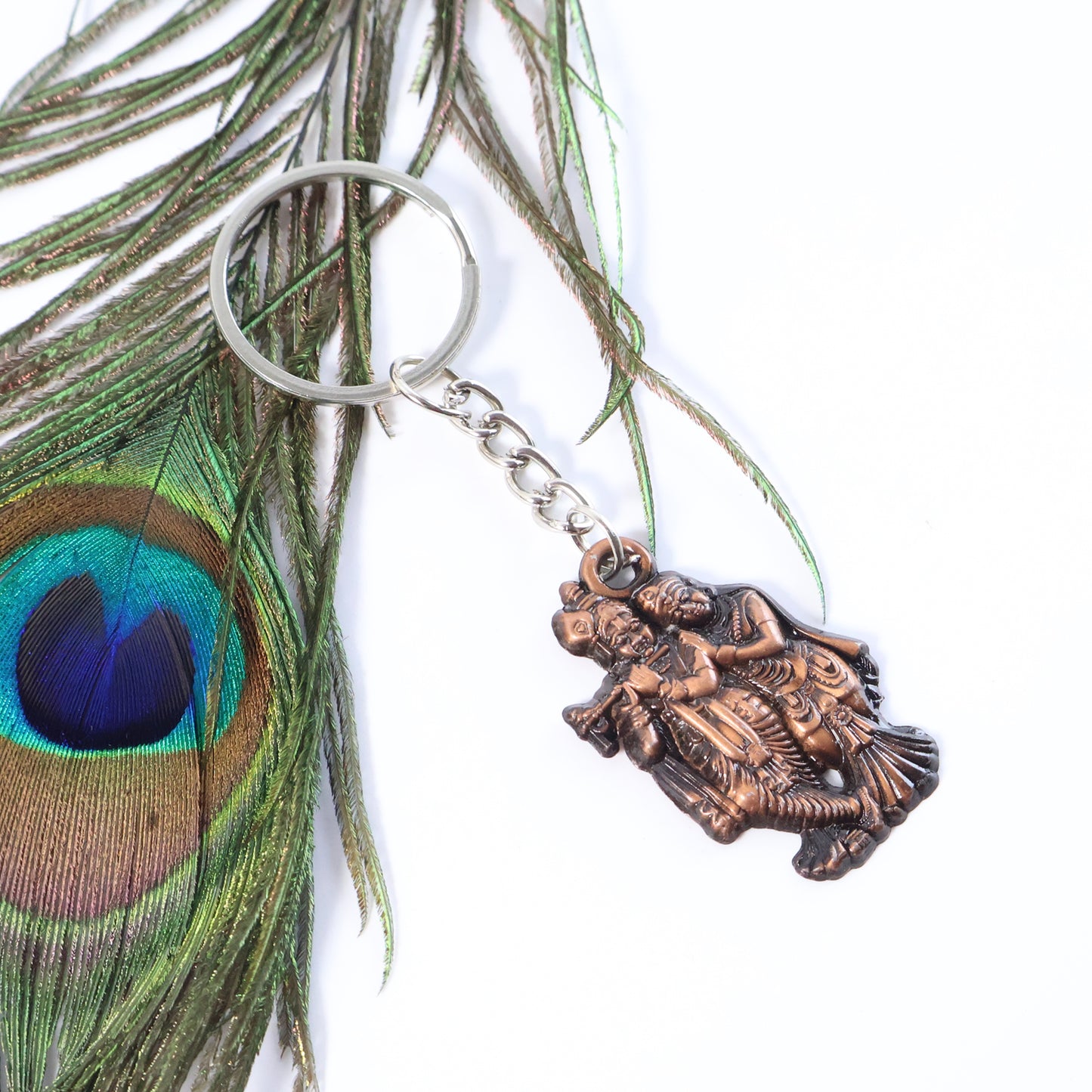 Radha Krishna Metal Keychain Set (2 Pc Mix Design)