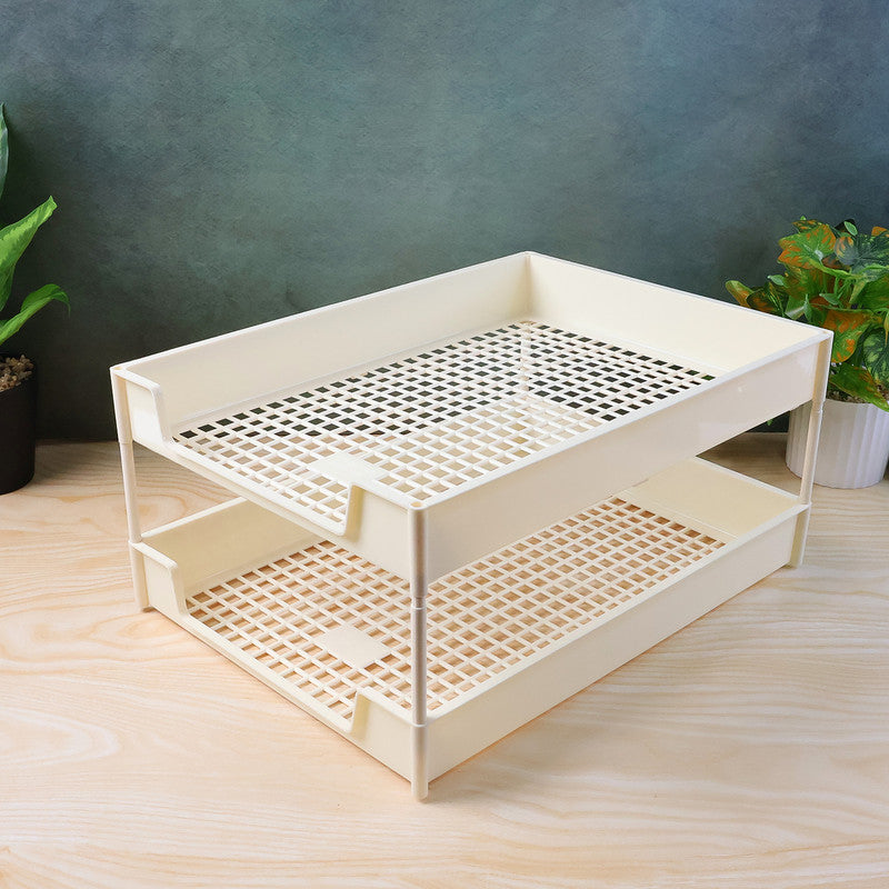 Office Mate 2-Layer Executive Document Tray | Premium Plastic File Organizer for Desk, Office & Home (37.5 cm x 27.5 cm x 16.5 cm)