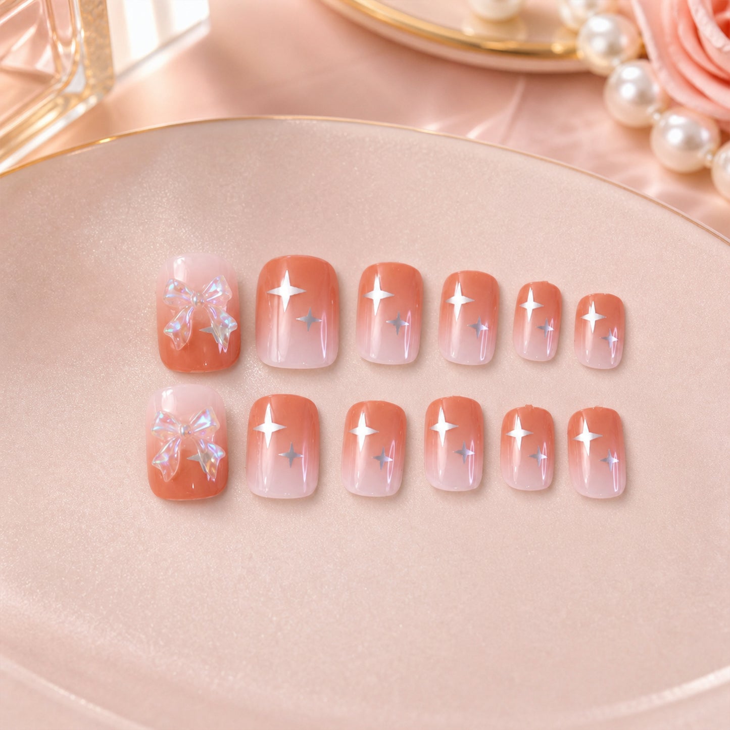Artificial False Nail Set with Mix Design fake nails - (1 Set)