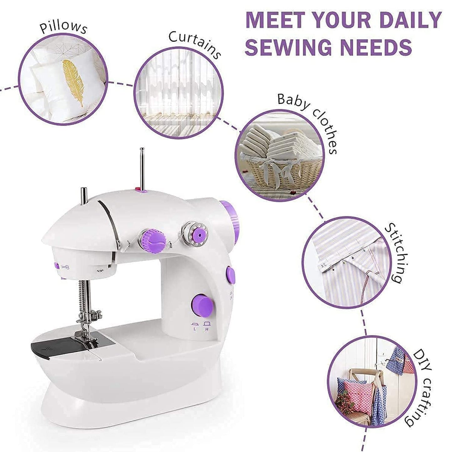 Home Tailoring Sewing Machine With Extension Table Set, Portable Stitching Machine